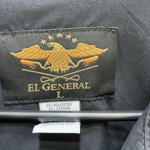 EL GENERAL WESTERN SHIRT IN BLACK WITH CROSS AND FLEUR DE LIS - Picture 5 of 8